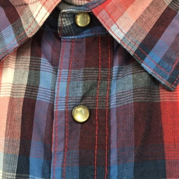 Ditch Plains Red, white and blue plaid Western Shirt XXL New - Picture 3 of 8
